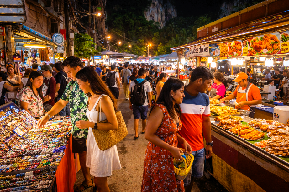 People at night market in Krabi